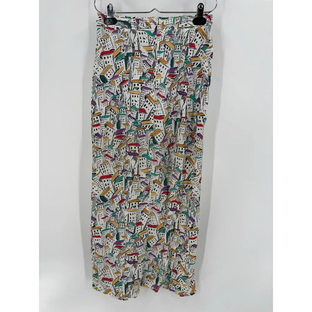 Minx Vintage Jacket Skirt Set Womens 34 / 38 White House Print Crepe Pleated